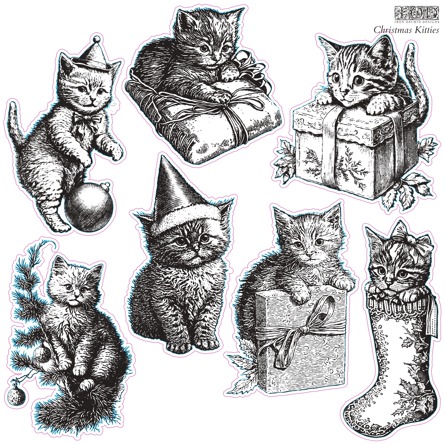 Štampiljka IOD Christmas Kitties